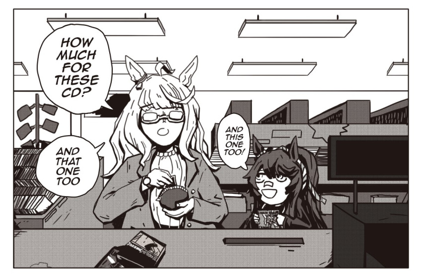 age_difference, animal_ears, bag, bandaid, bandaid_on_face, bandaid_on_nose, biwa_hayahide_(umamusume), cd