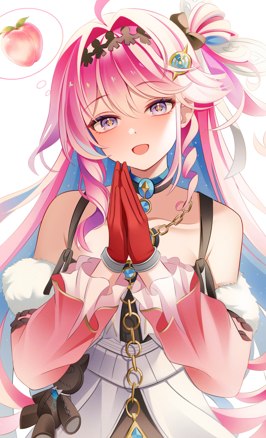 1girl, absurdres, ahoge, bare_shoulders, blue_hair, chijiandeyusang, colored_inner_hair, commentary