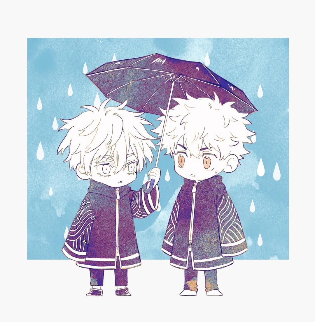 1boy, 1girl, 29o52413, akashi_senju, black_coat, chibi, coat, commentary