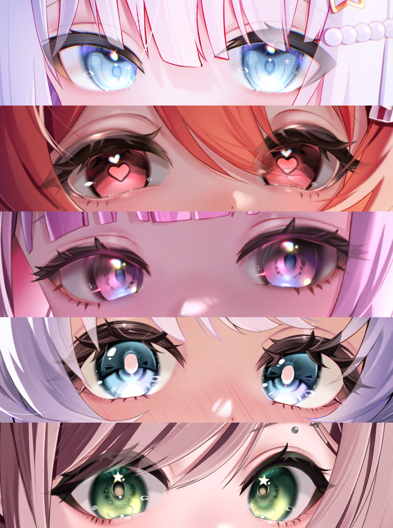 5girls, aqua_eyes, aqua_pupils, azur_lane, blue_eyes, bright_pupils, column_lineup, commentary_request