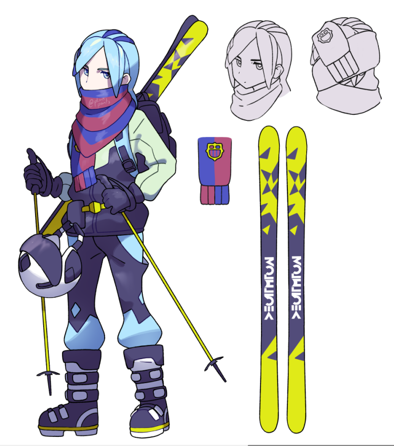 1boy, adapted_costume, backpack, bag, black_bag, black_boots, black_gloves, blue_hair