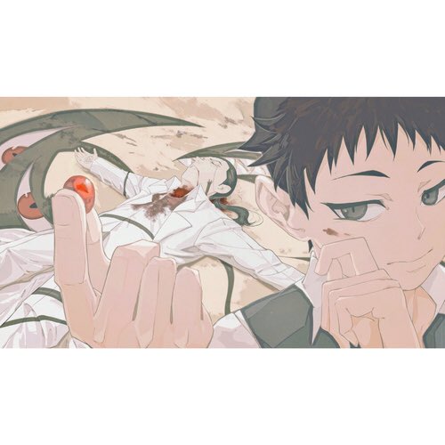2boys, 7enn, blood, border, closed_mouth, collared_shirt, commentary_request, expressionless