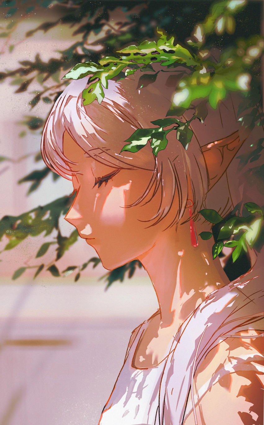 1girl, absurdres, blurry, blurry_background, chinese_commentary, closed_mouth, commentary_request, earrings