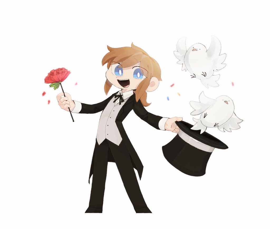 1girl, :d, a_hat_in_time, alternate_costume, bad_id, bad_twitter_id, bird, black_bow