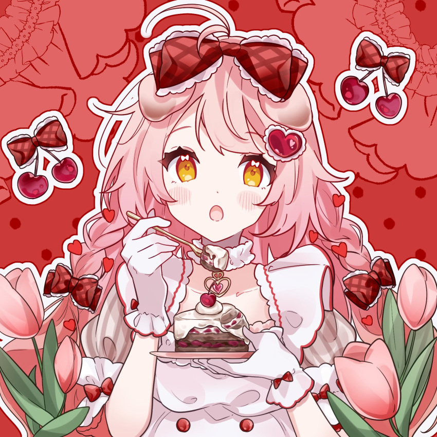 1girl, :o, ahoge, animal_ears, apron, arknights, aza_nonoka, blush