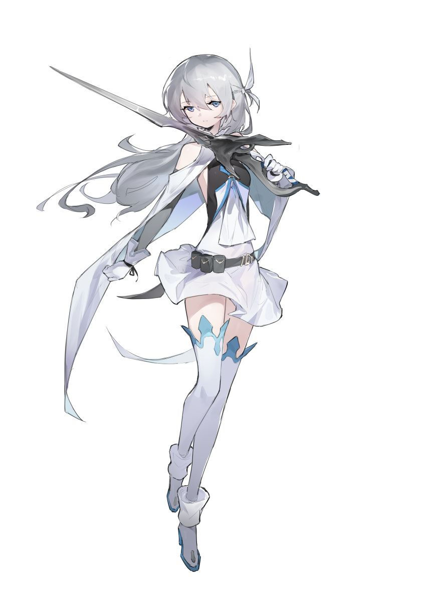 1girl, absurdres, blue_eyes, commentary_request, dress, elbow_gloves, full_body, gloves