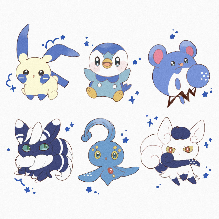 blue_eyes, blush, commentary, green_eyes, happy, highres, jira_077, manaphy