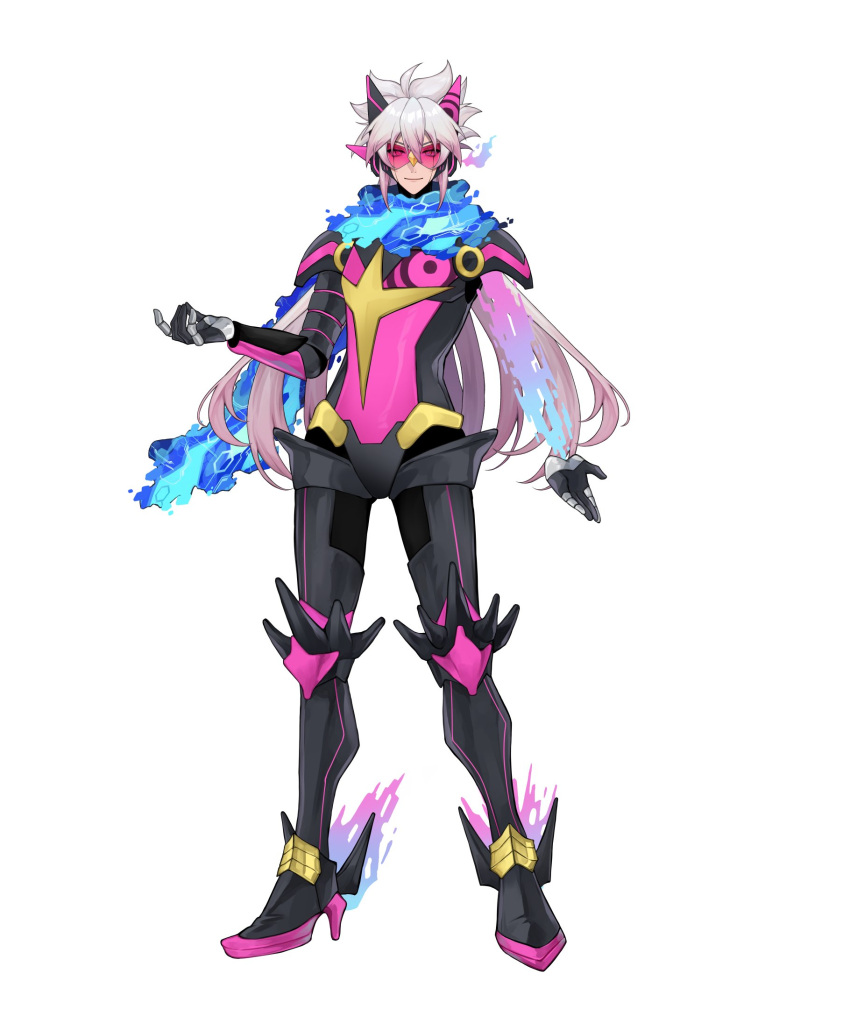 1boy, cy_yu, cyborg, energy_boy, full_body, grey_hair, highres, indie_virtual_youtuber