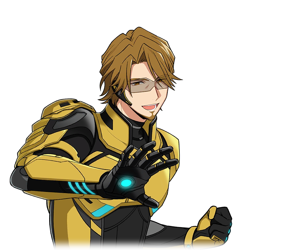 1boy, armor, bodysuit, brown_eyes, brown_hair, clenched_hand, facial_hair, game_cg