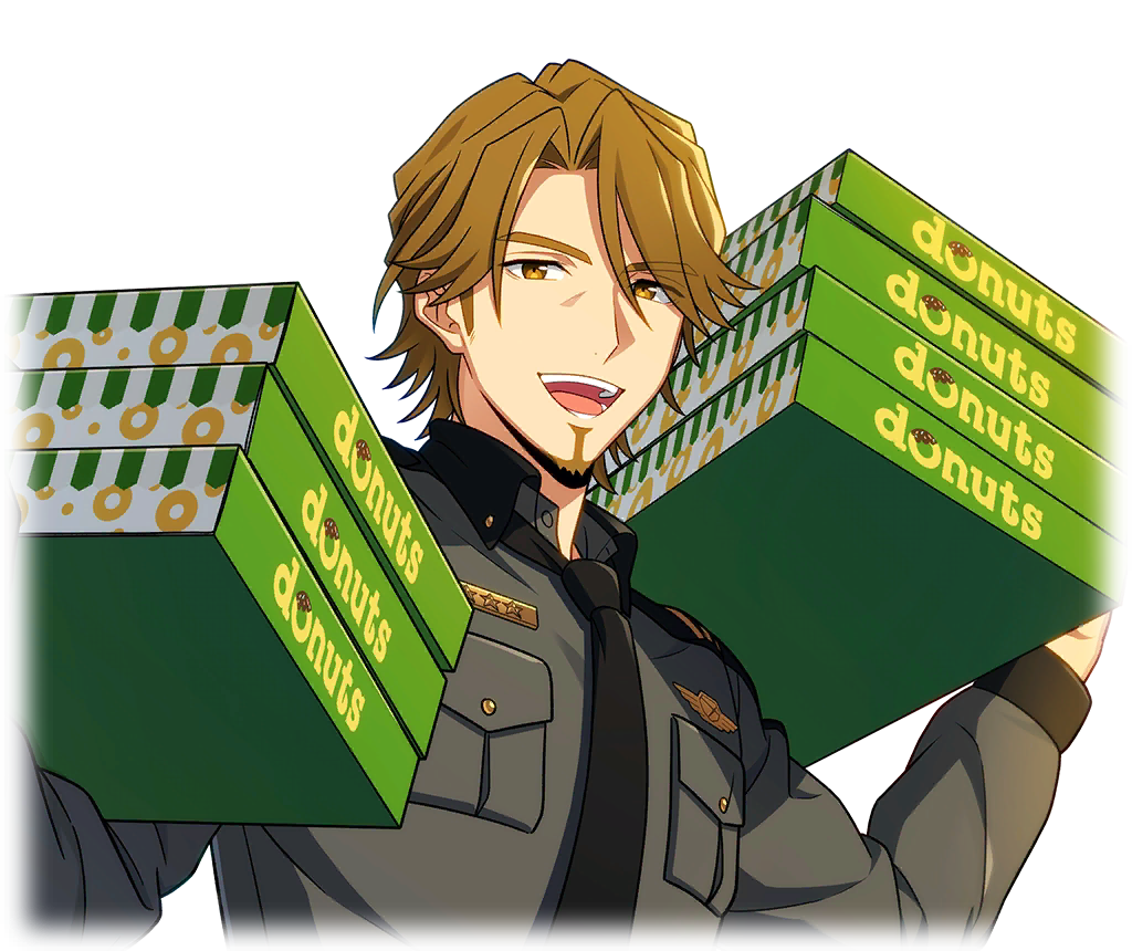 1boy, :d, black_necktie, box, breast_pocket, brown_eyes, brown_hair, collared_shirt