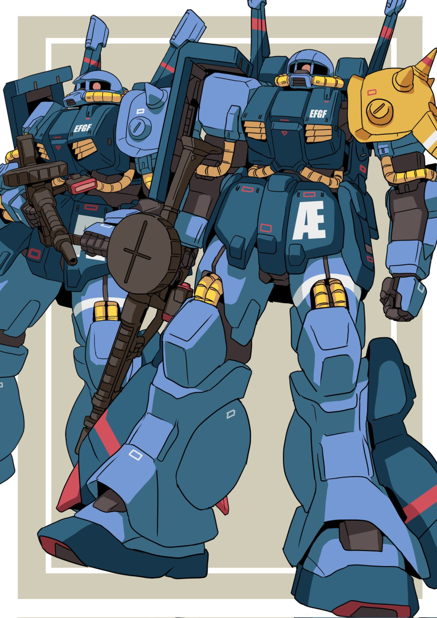 assault_rifle, cyclops, earth_federation, goru_(glty07), gun, gundam, highres, hizack