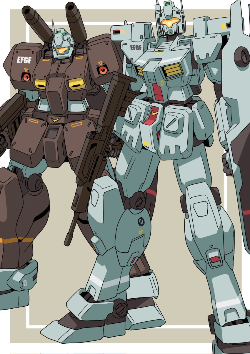 assault_rifle, assault_visor, cannon, earth_federation, gm_(mobile_suit), gm_cannon_ii, gm_custom, goru_(glty07)