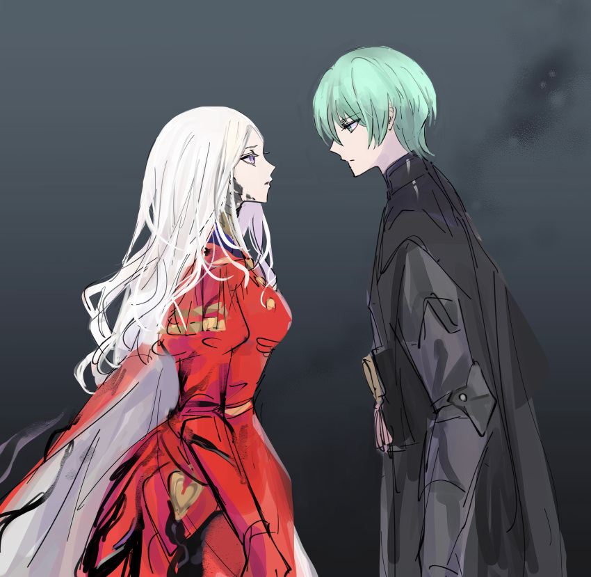 1boy, 1girl, absurdres, alternate_costume, armor, cape, coat, commentary