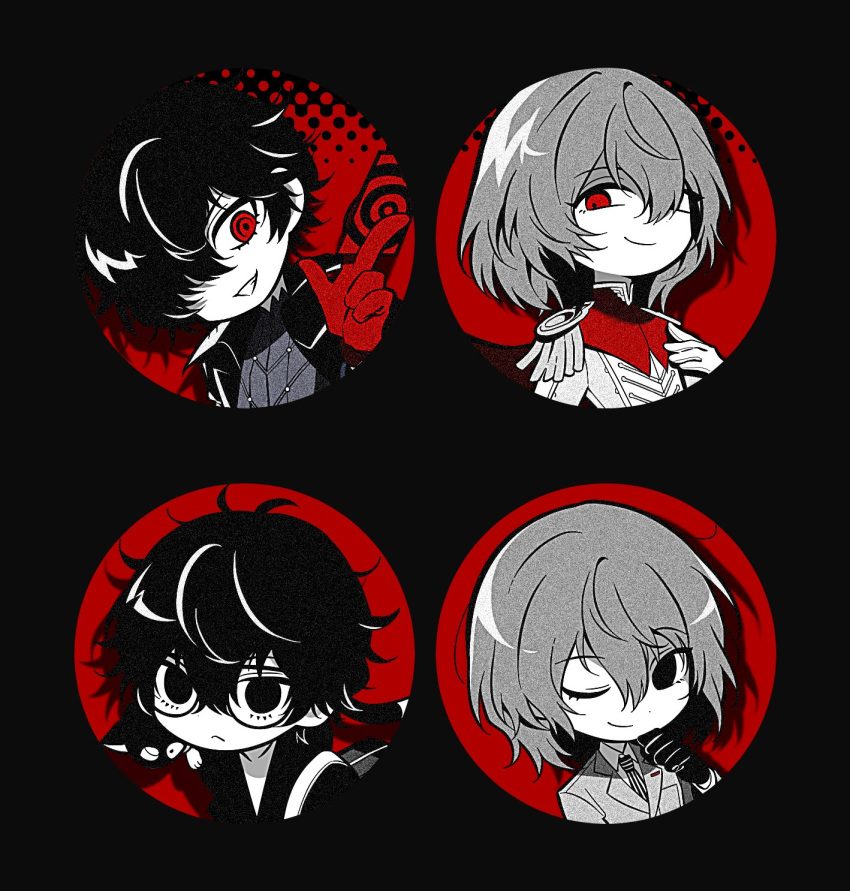 2boys, akechi_goro, amamiya_ren, calling_card, card, crow_(persona_5), glasses, gulraw