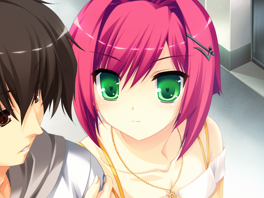 bloody_rondo, close, game_cg, green_eyes, necklace, nikaidou_rinko, sakaki_maki, short_hair
