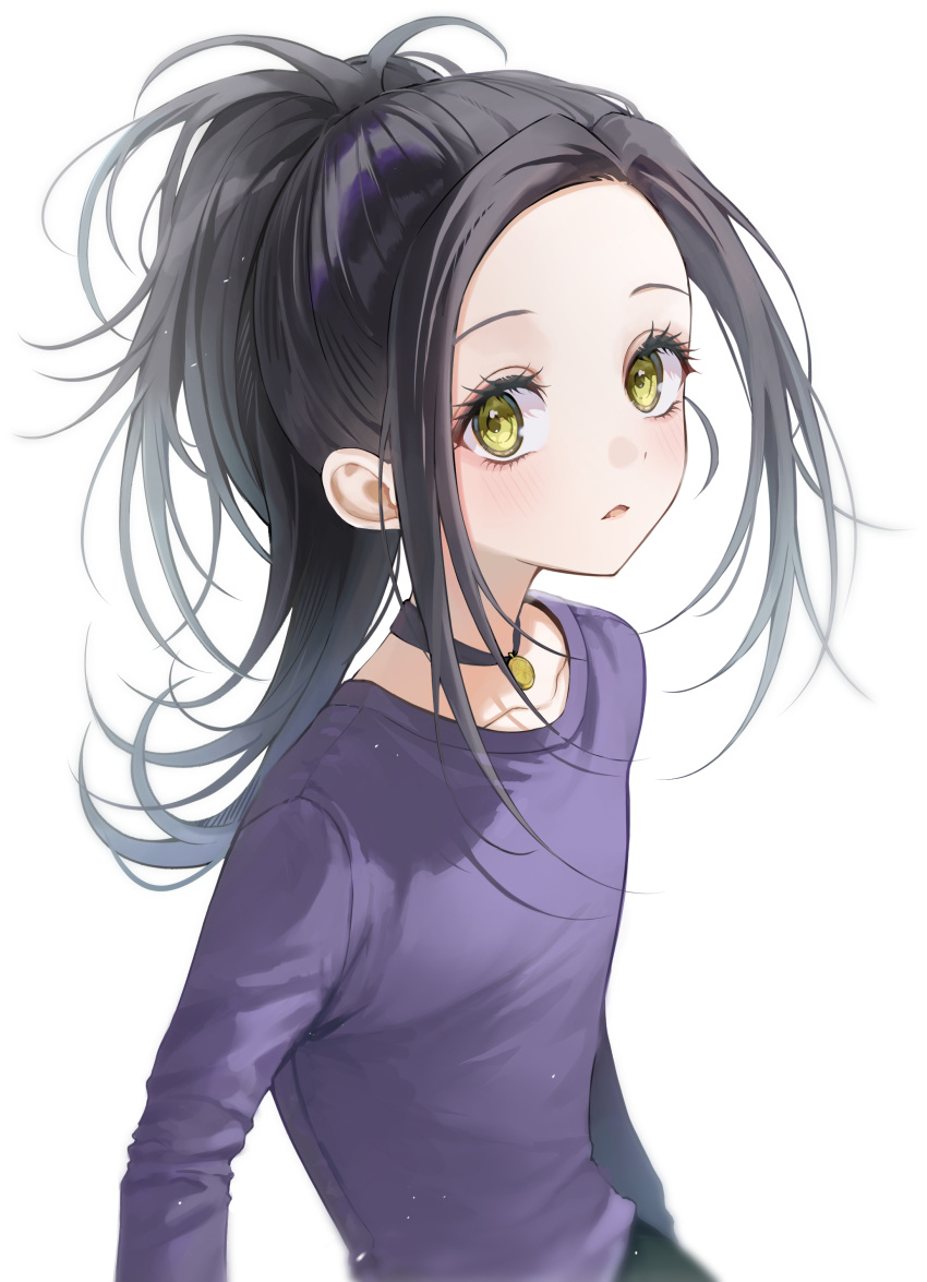1girl, absurdres, black_hair, collarbone, eyelashes, felicia8, highres, jewelry