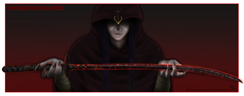 1girl, black_background, black_hair, brown_cloak, claws, cloak, commentary, covering_face