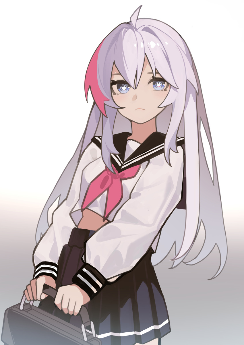 1girl, absurdres, alternate_costume, bag, black_skirt, blue_eyes, commentary_request, highres