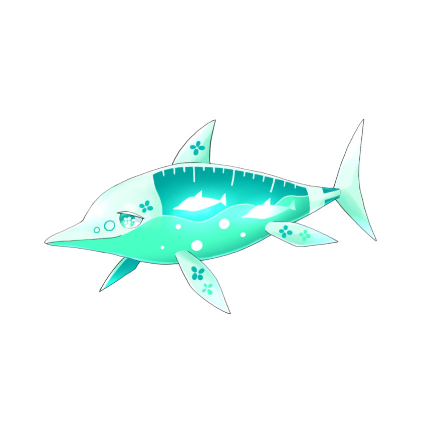 dorsal_fin, elemental_animal, fossil_fighters, green_eyes, highres, ichthyosaur, jurassic, no_humans
