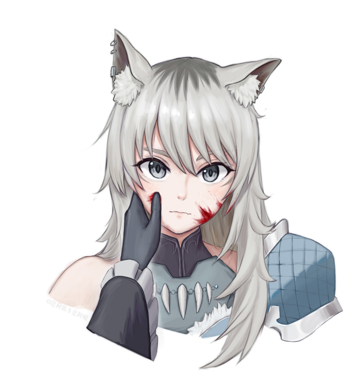 1girl, a_jie, animal_ear_fluff, animal_ear_piercing, animal_ears, black_gloves, chinese_commentary, commentary_request
