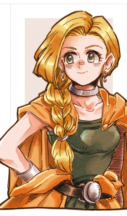 1girl, bianca_(dq5), blonde_hair, bracelet, braid, breasts, cape, closed_mouth