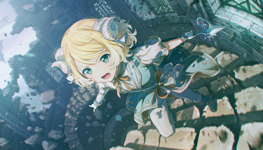 1girl, aqua_eyes, blonde_hair, colorful_palette, connect_hearts_message_(project_sekai), dress, game_cg, gloves