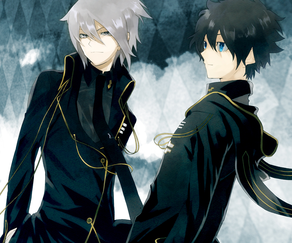2boys, black_hair, blue_eyes, devil_survivor_(series), devil_survivor_2, houtsuin_yamato, necktie, protagonist_(devil_survivor_2)