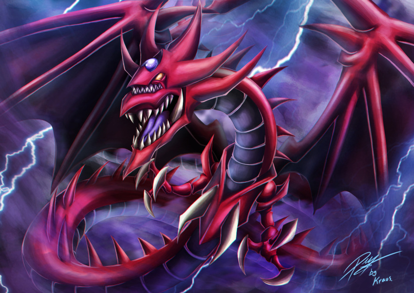 claws, closed_mouth, clouds, cloudy_sky, dark_cloud, dragon, duel_monster, extra_mouth