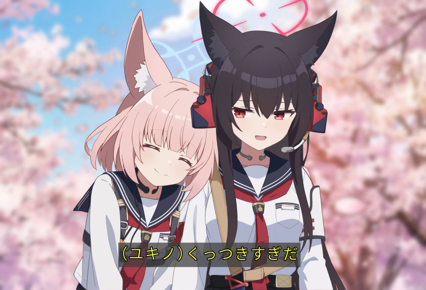 2girls, absurdres, animal_ears, armband, blue_archive, blue_halo, blue_sailor_collar, blue_skirt
