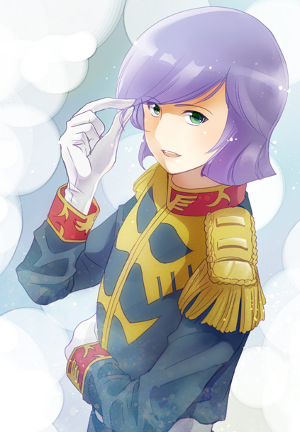garma_zabi, gloves, green_eyes, gundam, hair_twirling, kisaragi_ai, male, military