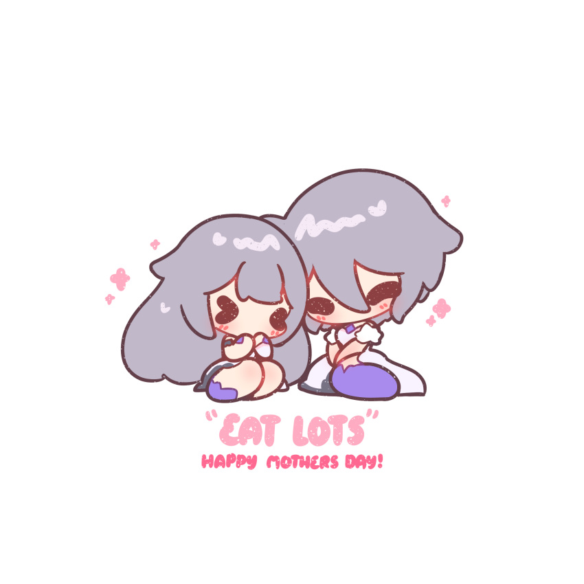 >_<, 2girls, ^_^, blush, chibi, chibi_only, closed_eyes, commentary