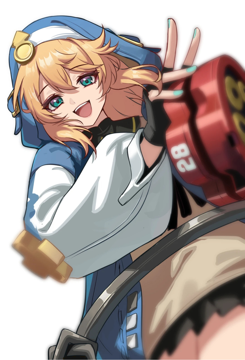 1girl, amamiyayk, aqua_eyes, aqua_nails, black_bow, black_gloves, black_skirt, blonde_hair