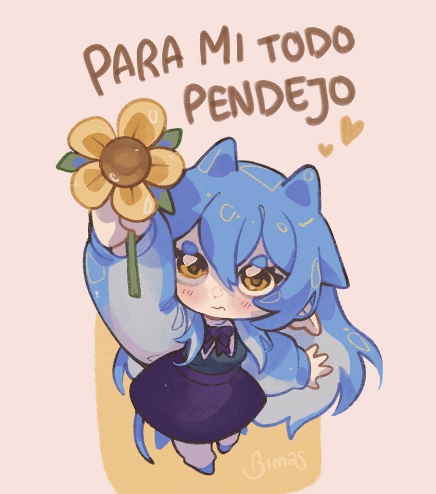 1girl, bimas, bimas_(vtuber), blue_hair, closed_mouth, dress, flower, flower_request