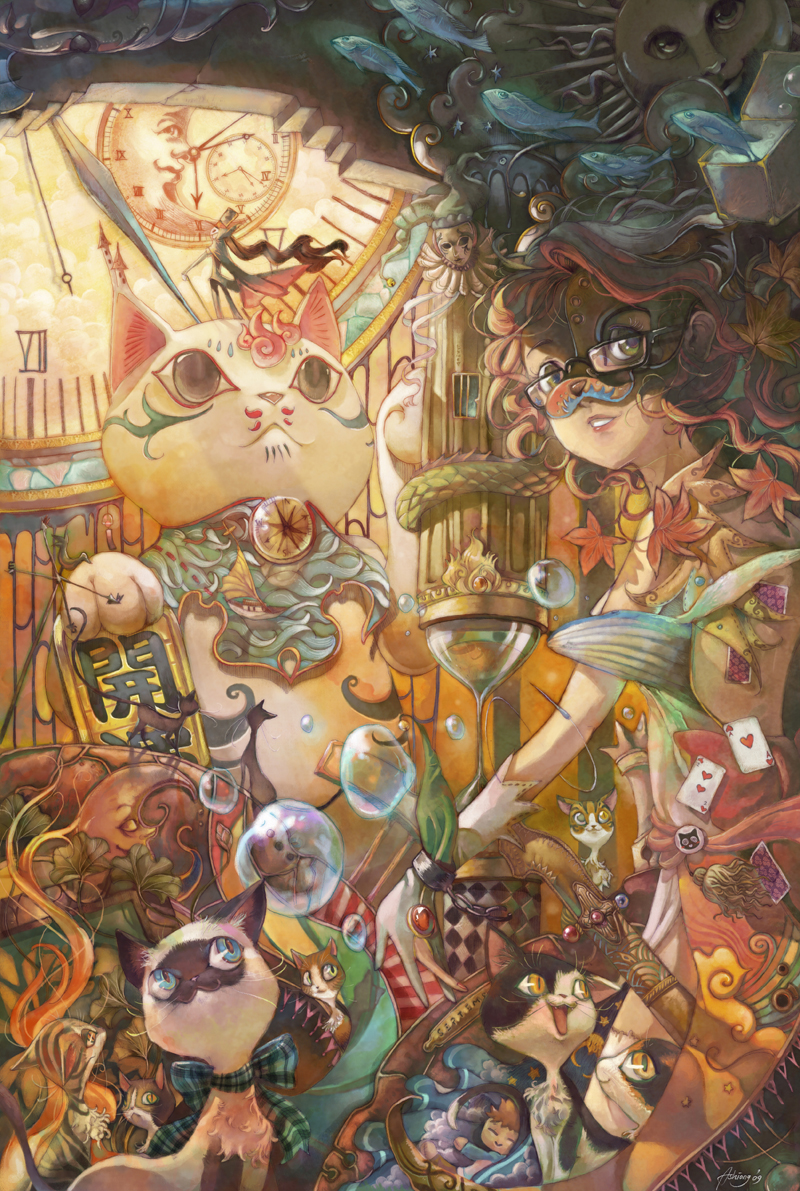 abstract, arm, ashiong, baby, blue_eyes, boat, bow, box