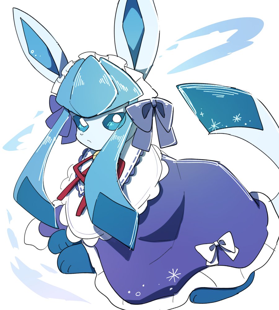 animal_focus, ayaka_488, blue_bow, blue_dress, blue_eyes, blue_fur, bow, bright_pupils