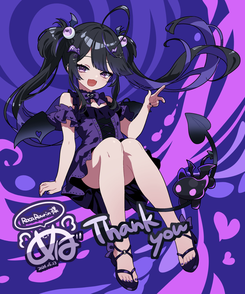 1girl, absurdres, ahoge, black_hair, breasts, chromashift, colored_inner_hair, commentary_request