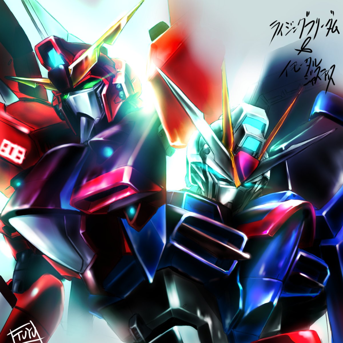artist_name, commentary_request, eye_trail, glowing, glowing_eyes, gundam, gundam_seed, gundam_seed_freedom