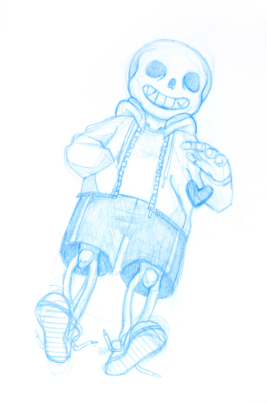 1boy, 2015, 2d, blue_jacket, blue_theme, colored_pencil_(medium), commentary, drawstring