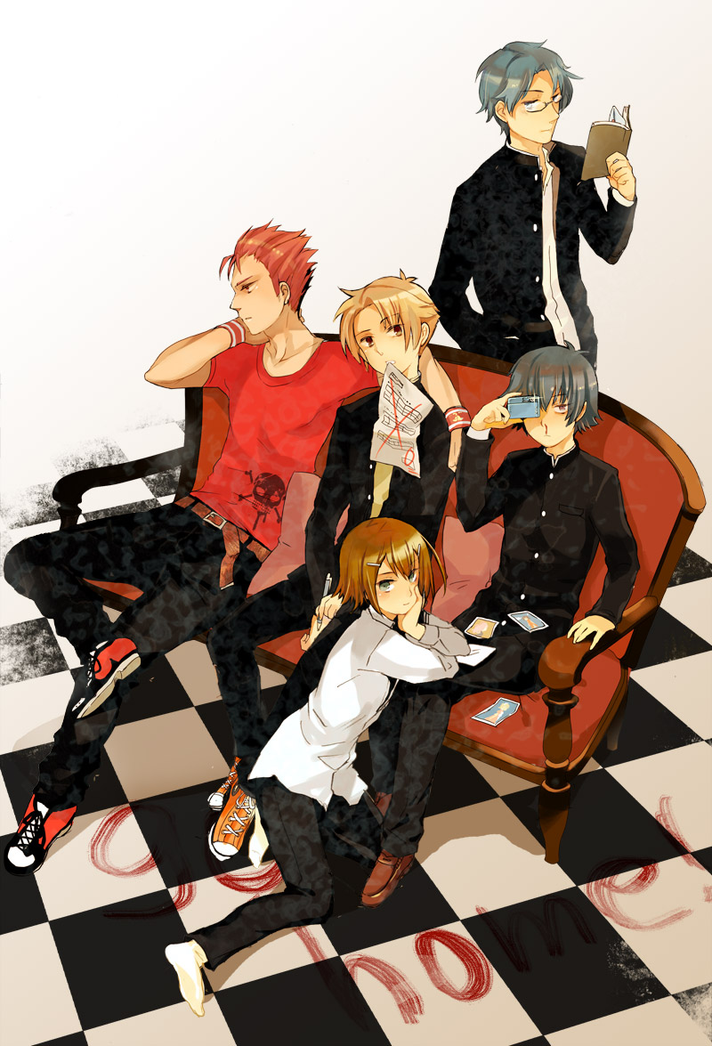 bad_id, baka_to_test_to_shoukanjuu, blood, book, brown_eyes, brown_hair, camera, casual