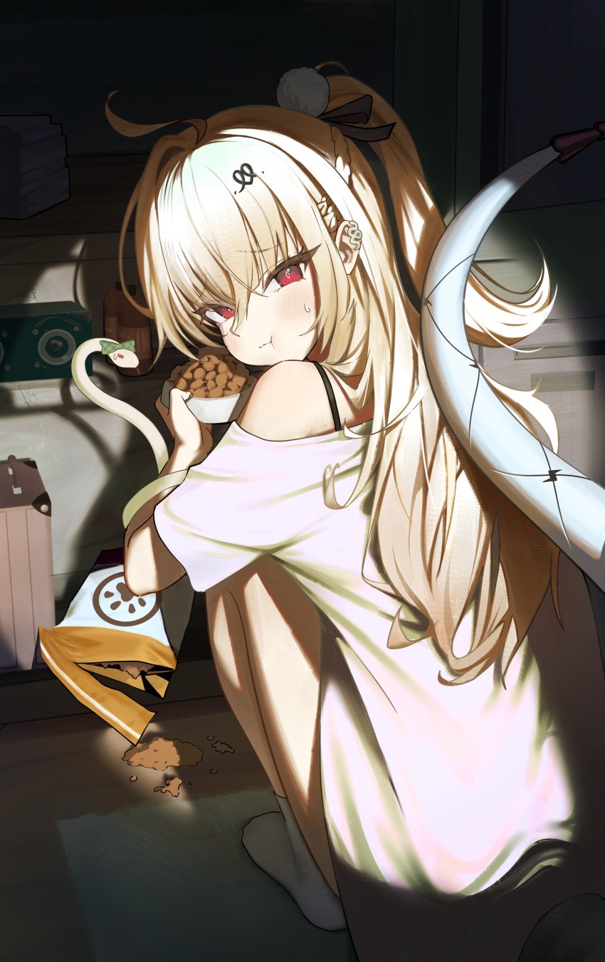 1girl, absurdres, ahoge, back, bare_shoulders, blonde_hair, chalky_(zenless_zone_zero), cissia_(zenless_zone_zero)