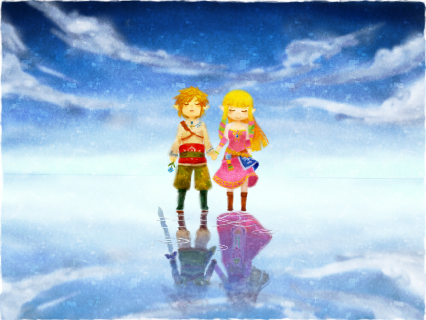 closed_eyes, eyes_closed, flower, link, long_hair, motimamire, nintendo, pointy_ears