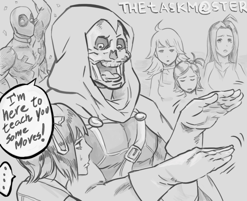 2boys, 4chan, 4girls, amami_haruka, bb_(baalbuddy), crossover, dancing, deadpool
