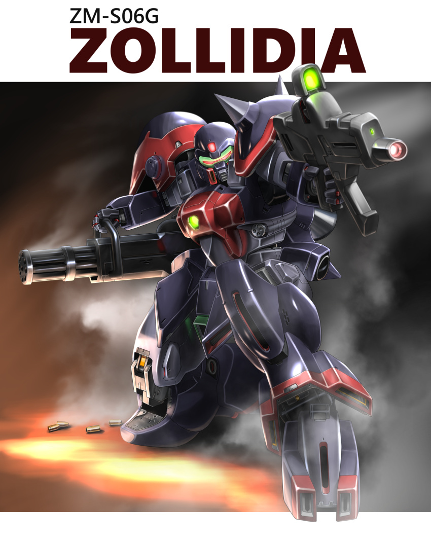 aiming, beam_rifle, character_name, commentary_request, energy_gun, gatling_gun, gundam, highres