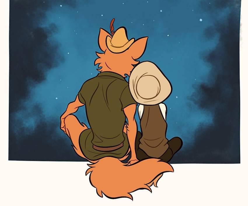 2boys, br'er_fox_(disney), brown_pants, brown_vest, commentary_request, crossover, disney, facing_away