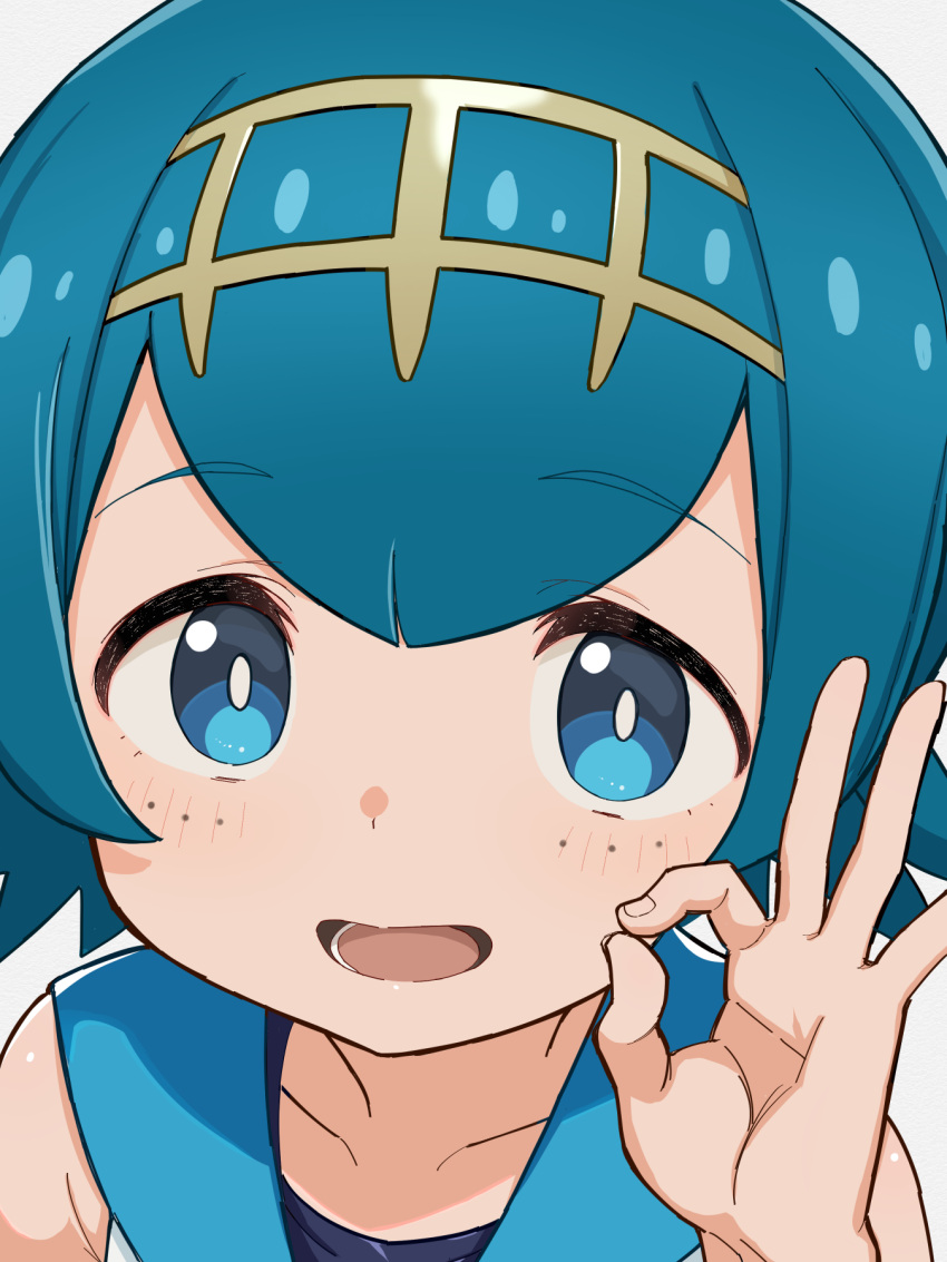 1girl, blue_eyes, blue_hair, blue_sailor_collar, blush, bright_pupils, commentary_request, freckles