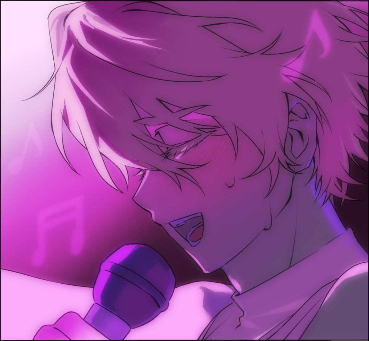 1boy, alien_stage, alternate_universe, beamed_eighth_notes, blonde_hair, closed_eyes, colored_eyelashes, comic_panel_redraw