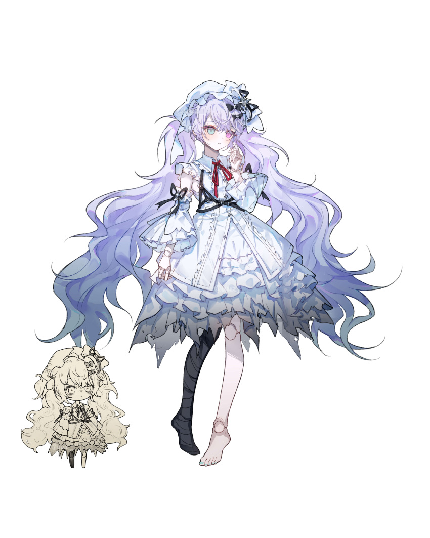 1girl, 25-ji_miku, absurdres, aqua_nails, baicongdantui, black_thighhighs, blue_eyes, closed_mouth
