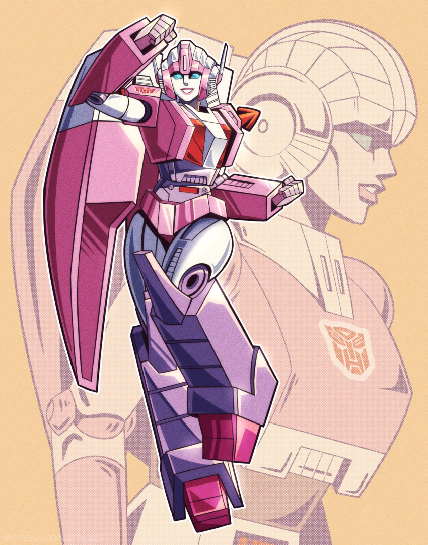 1girl, arcee, arcee_magnus, autobot, blue_eyes, commentary, helmet, highres