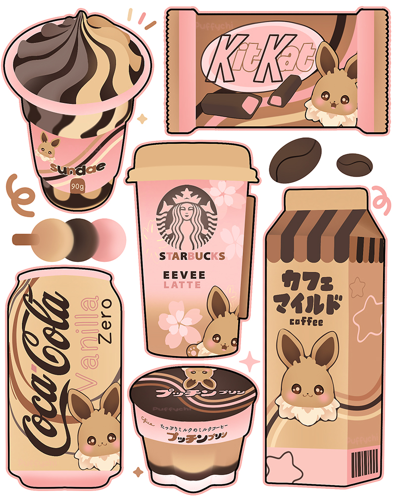 can, character-themed_food, coca-cola, coffee_beans, cup, dango, disposable_coffee_cup, disposable_cup