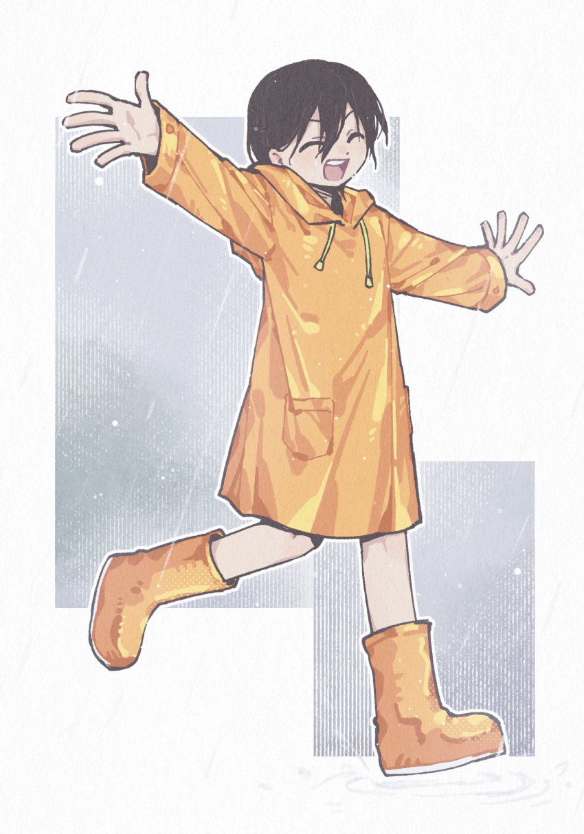 1girl, aged_down, boots, chinese_commentary, closed_eyes, commentary_request, double-parted_bangs, hair_between_eyes